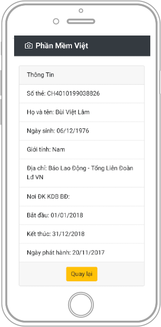Phần mềm Việt - Ứng dụng đọc QR Code BHYT